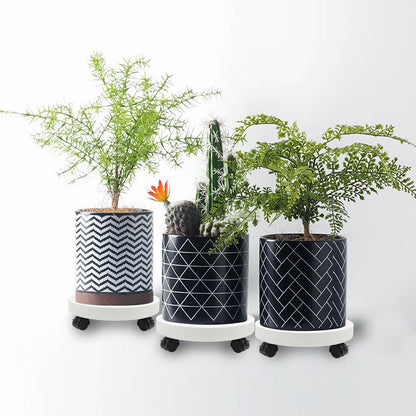 RUENXG 2-Pack 13" Heavy Duty Plant Caddy with Lockable Wheels, Industrial-Grade Rolling Plant Stand for Indoor/Outdoor Potted Plants, Flower Pots & Garden Decor - White