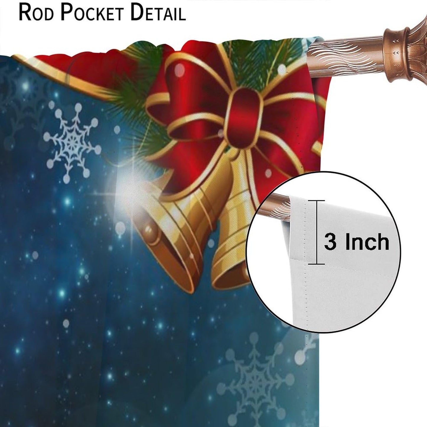 ICMOLYYENLO Christmas Curtains Red Balloon Bells Winter Kitchen Bedroom Living Room New Year Decoration Curtains 42x45 Inch 2 Set