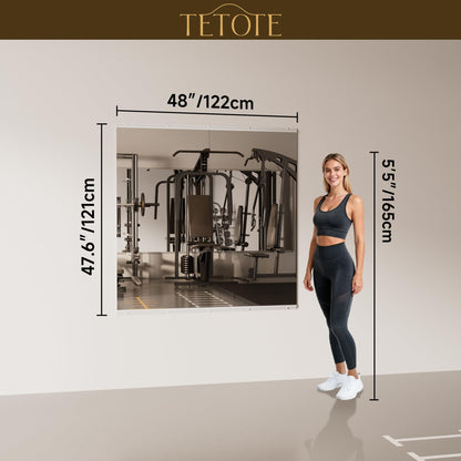 TETOTE Home Gym Mirror for Wall 48" x 24" - 2PCS Large Frameless Tempered Glass Workout Exercise Fitness Mirror for Home Gym, Garage, Dance Studio, Yoga, Bedroom, Living Room