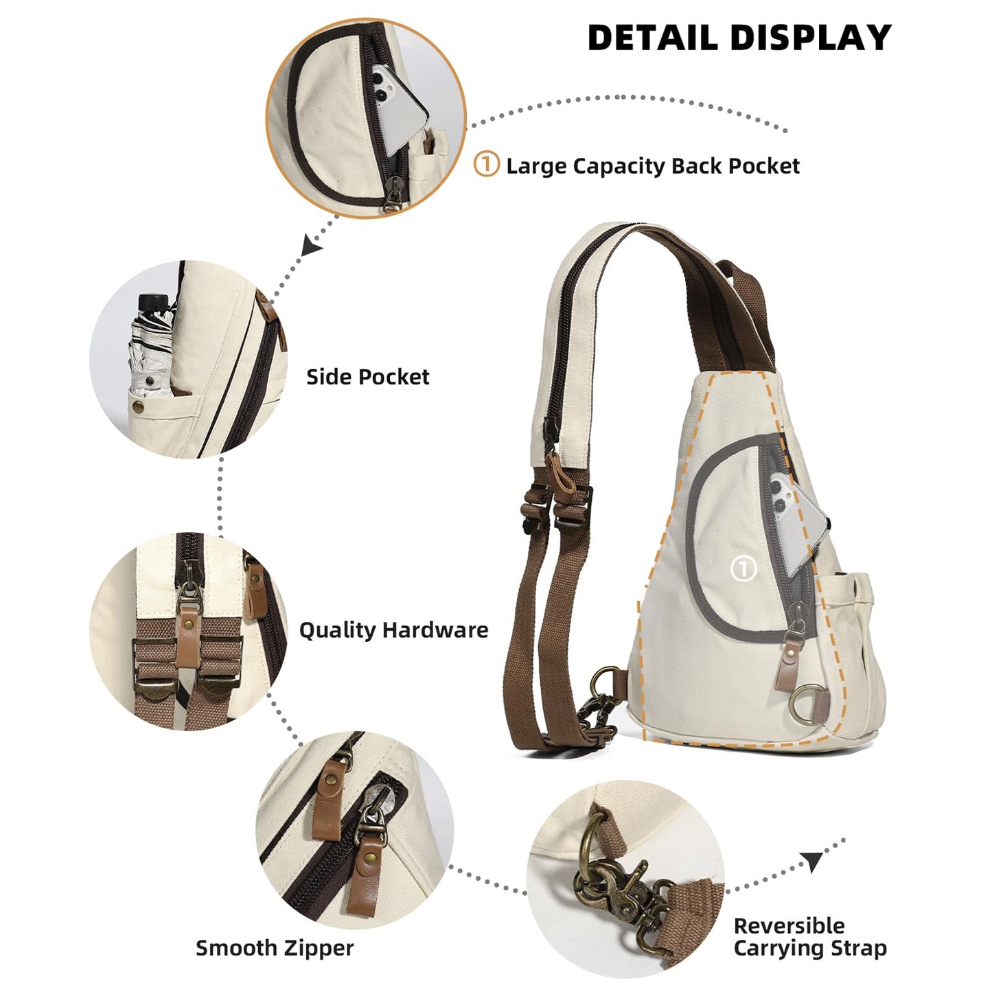 KL928 Sling Bag - Small Crossbody Backpack Shoulder Casual Daypack Rucksack for Men Women