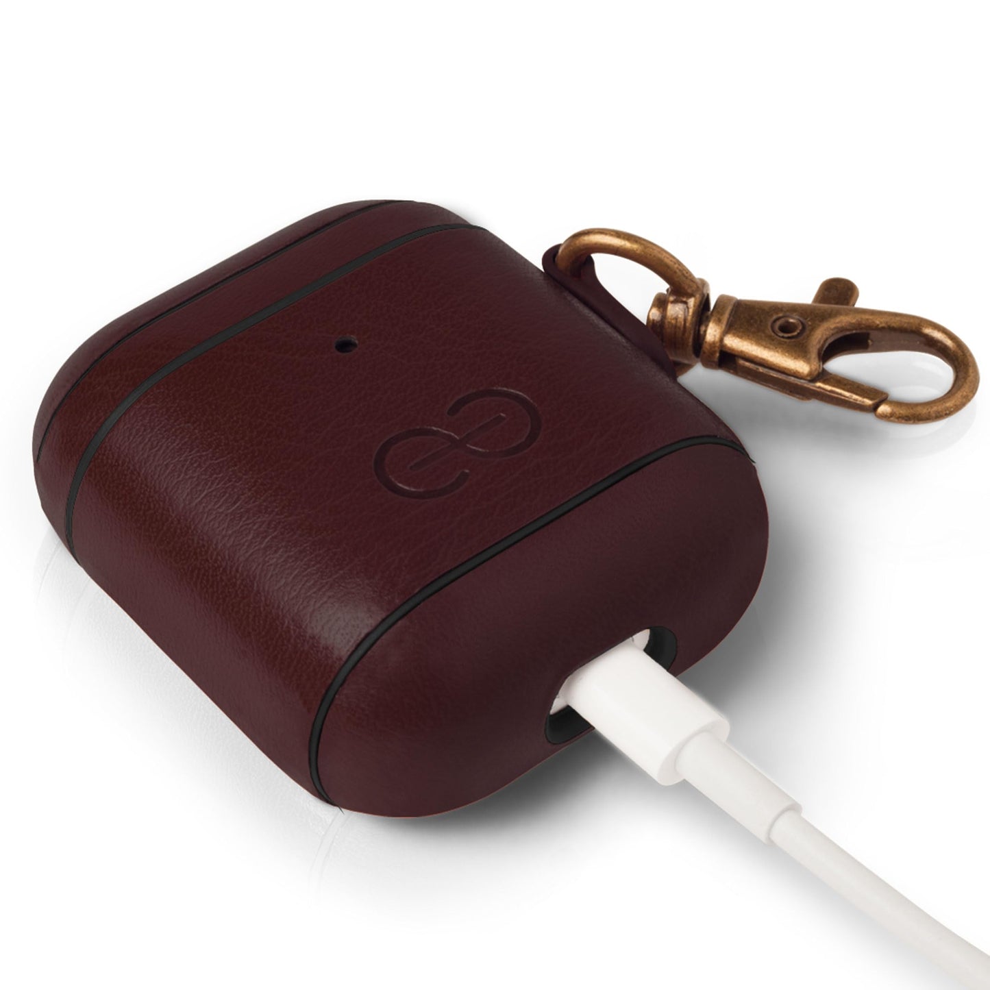 Dreem Om Case Cover with Keychain Clip Compatible with AirPods 1 & 2, Vegan Leather Airpods Case for Men & Women, Luxury Earbuds Accessory for Apple iPhone - Coffee