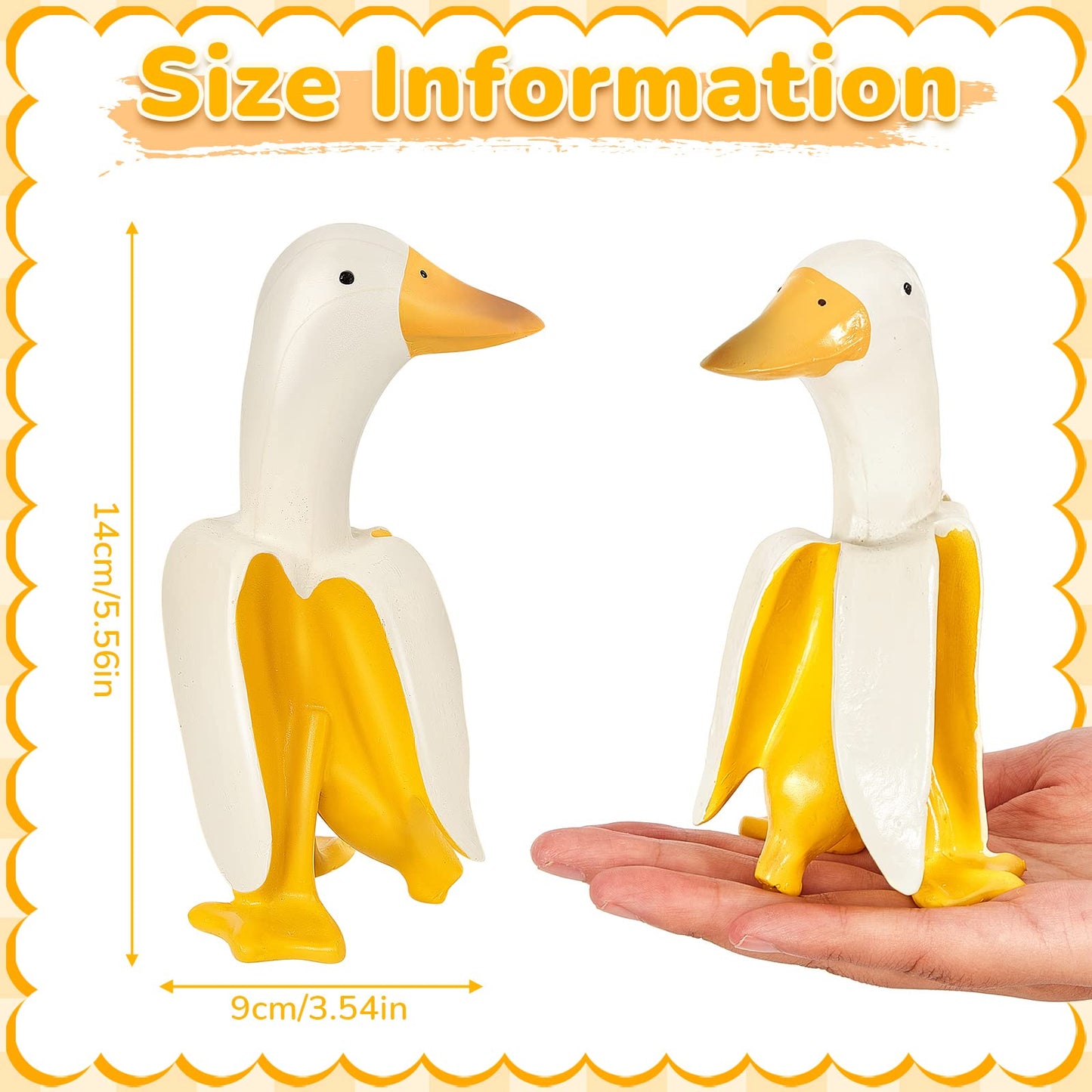 Meooeck 2 Pcs Banana Duck Statue 5.56" Small Garden Decor Resin Sculpture Ornament Creative Yellow White Figurine Funny Gift for Christmas Birthday Indoor Outdoor Yard Lawn Home Office Decorations