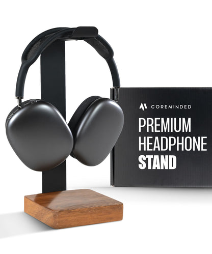 Universal Headphone Stand for Desk, Solid Wood Gaming Headset Stand, Heavy Duty Wooden Headphones Holder, Compatible with Airpods Max and More