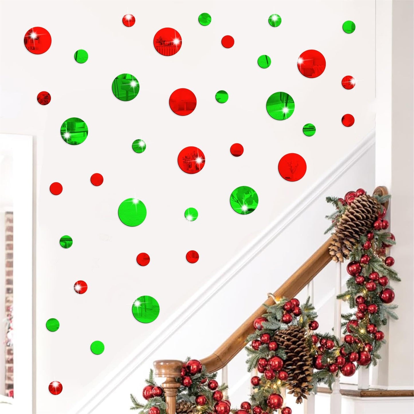 Polka Dots Wall Decals - Christmas Wall Stickers Dots & Circle Wall Stickers - Red & Green