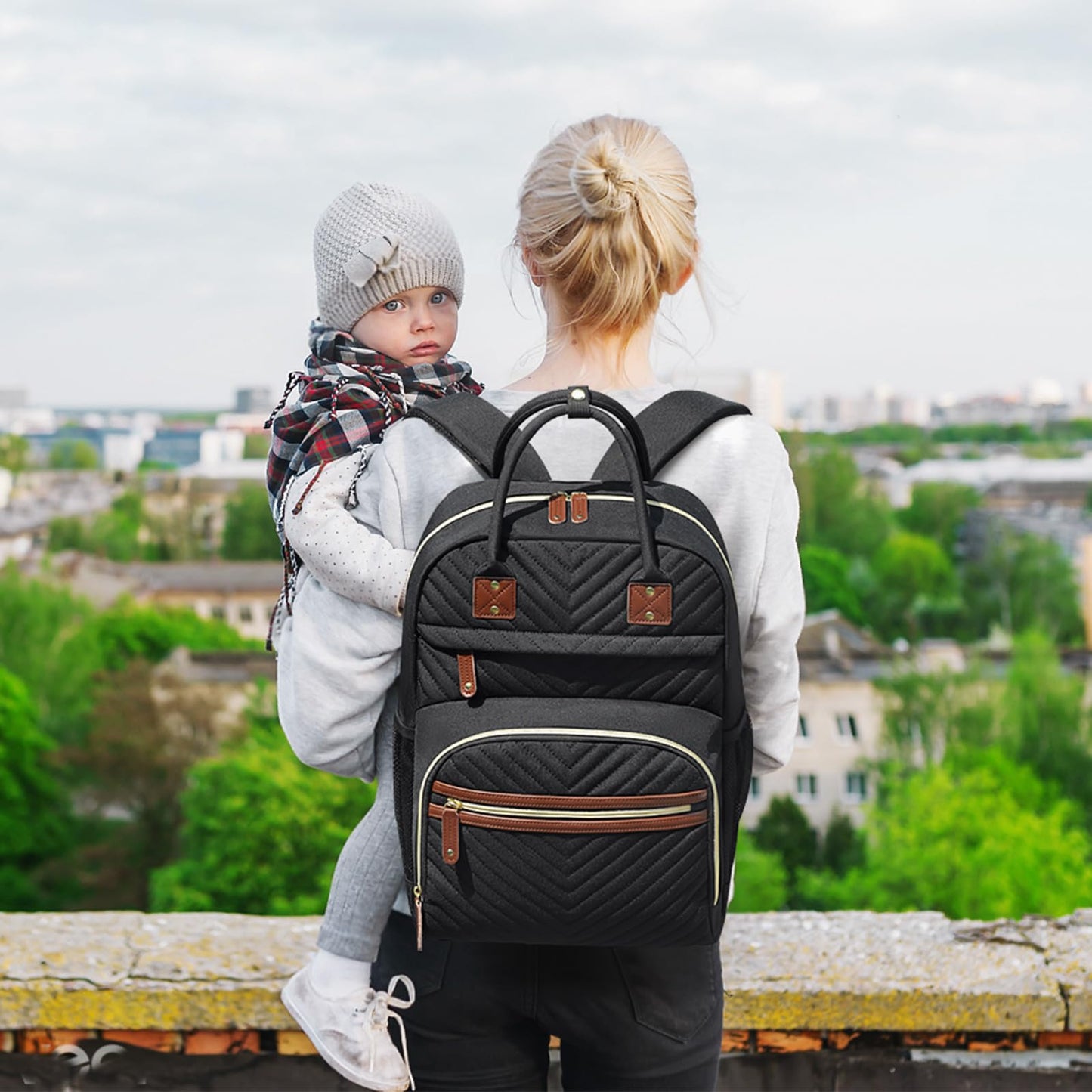 Tenot Diaper Bag Backpack for Women Large Capacity with Insulated Pockets Multifunctional Diaper Bags For Baby Girl Boy Waterproof Baby Bags For Mama Maternity Travel Bag Black