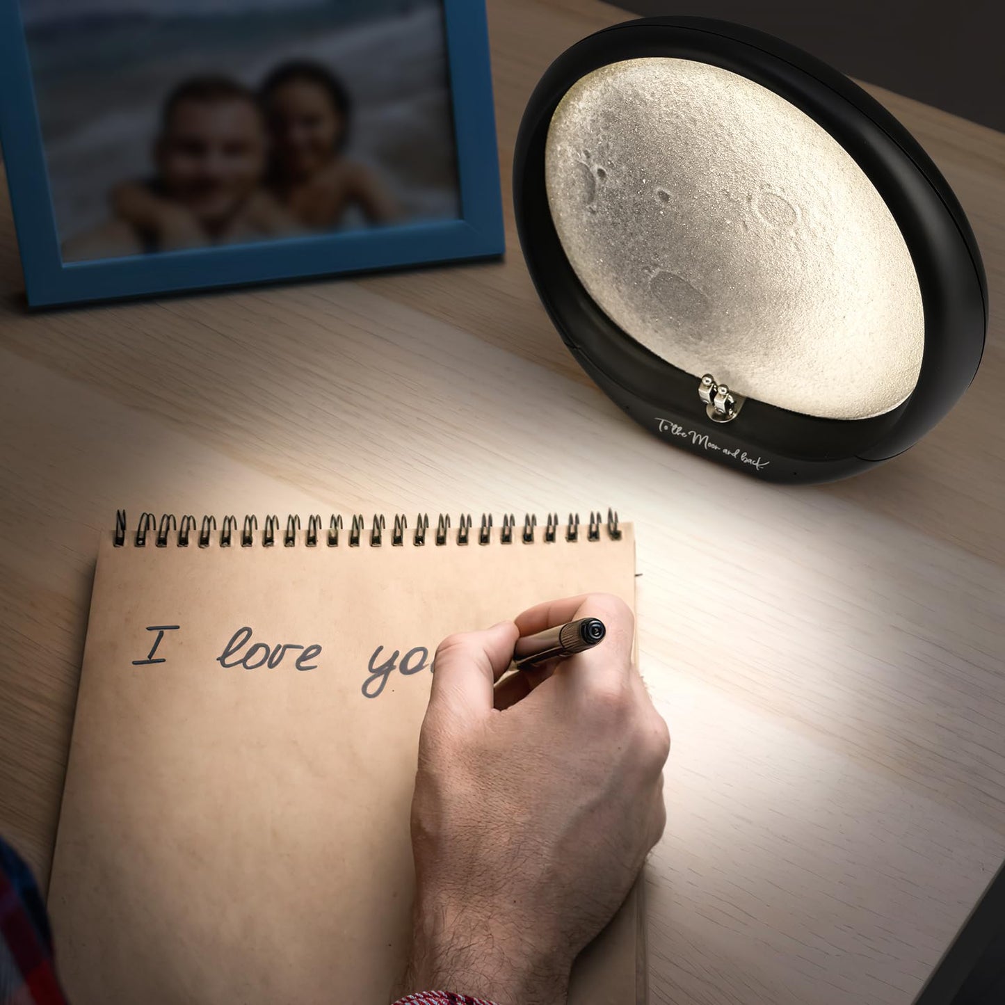 mamre Astronaut Couple Lunar Lamp Moon Light 3D Moon Rechargeable Night Light Gift Home Decor Lighting for Anniversary Birthday Valentine's Day Christmas