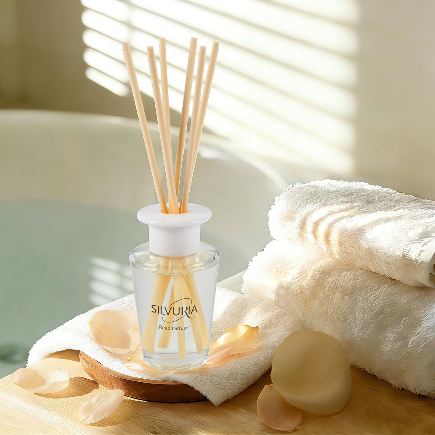 SILVURIA Lavender Eucalyptus Essential Scented Oil Reed Diffuser Set,3.38 fl.oz(100ml) with 6 Sticks,Home Fragrance for Office,Bedroom,Bathroom Decor