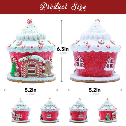 TXXCLOE 6 Inch LED Christmas Gingerbread House, Battery Operated Christmas Decor with Lights, Tabletop Holiday Village House for Home Office Festive Centerpiece Gift