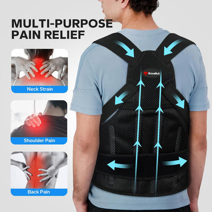 Posture Corrector for Men and Women, Upper Back Support Brace with Adjustable Shoulder Straps for Comfortable Posture Training – Invisible Under Clothing (Large 35.4-41.3‘’)