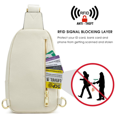 Kattee Crossbody Bag for Women, Womens Leather Fanny Sling Purse for Travel，Small Sling Bag with RFID Blocking