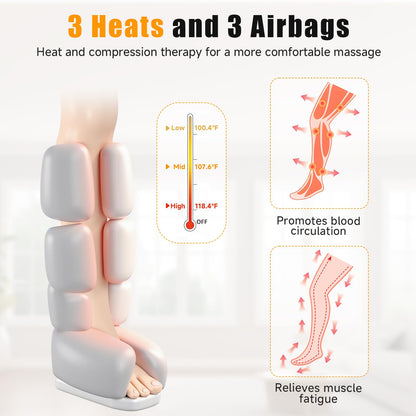 Banspol Leg Massager with Heat and Compression, Foot and Calf Massager for Circulation and Pain Relief, Compression Boots with Handheld Controller, 6 Modes 3 Intensities, Gift for Mom Dad