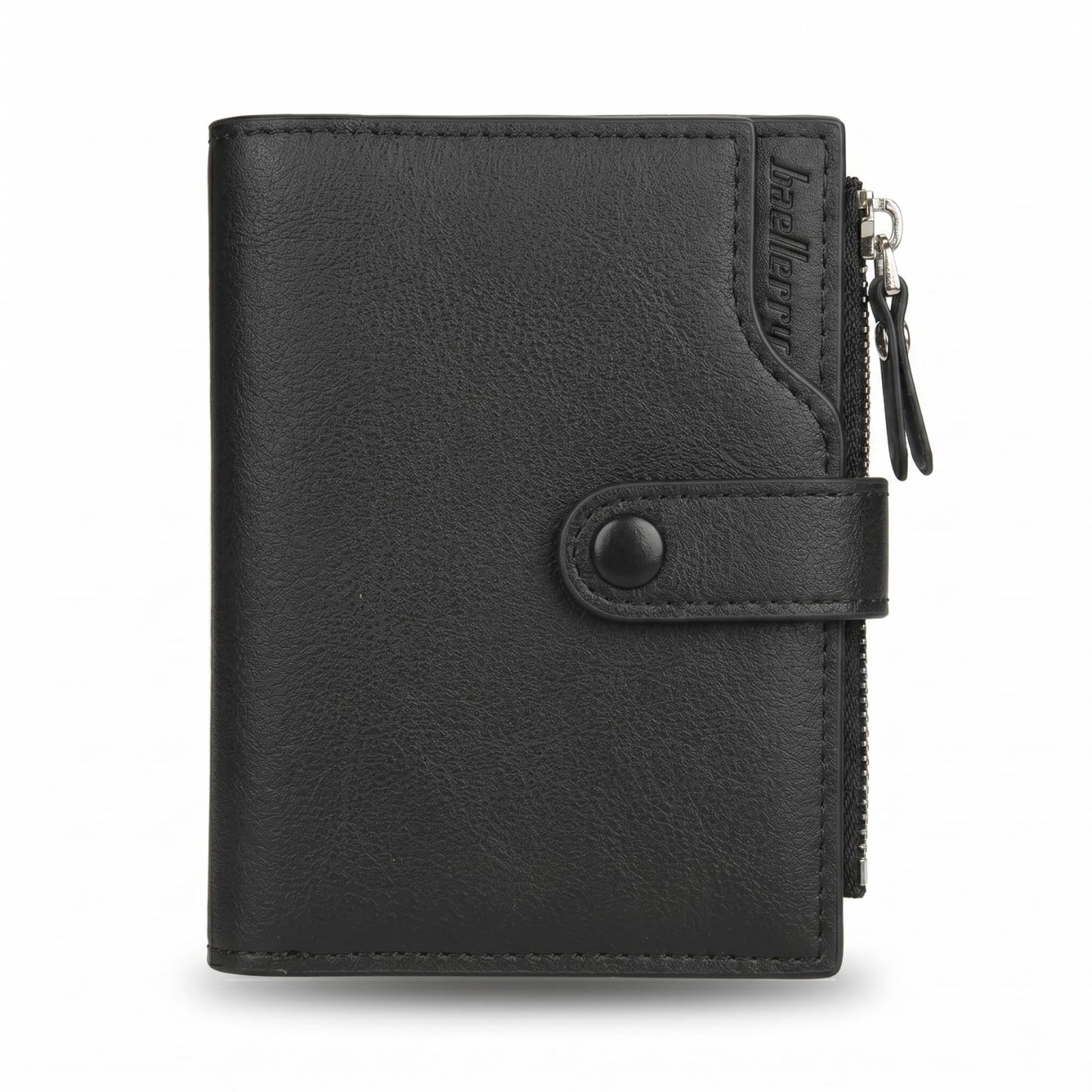 HAISHIDS Men's Trifold Nappa Leather Wallet, 15 Card Slots, RFID Protection, Portrait Format, Black