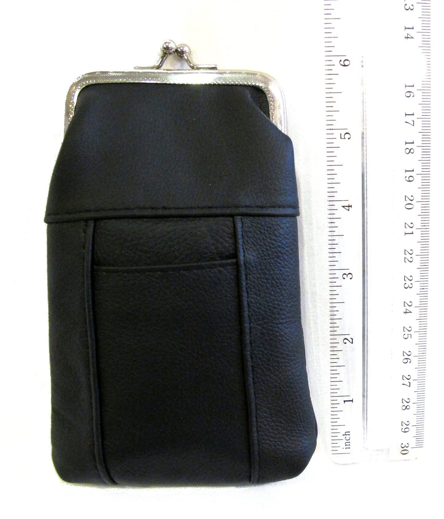 100's 120's 100% Genuine Leather Cigarette Case Lighter Pocket Kiss Lock Metal Twist Clasp Slim Durable -BLACK