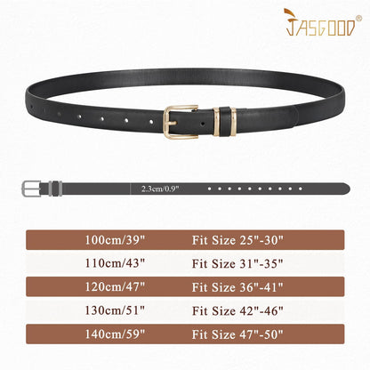 JASGOOD 3 Pack Chocolate Brown Belts for Women Leather Belts for Jeans Pants Ladies Waist Belt Fashion Chocolate Brown Belt with Gold Buckle