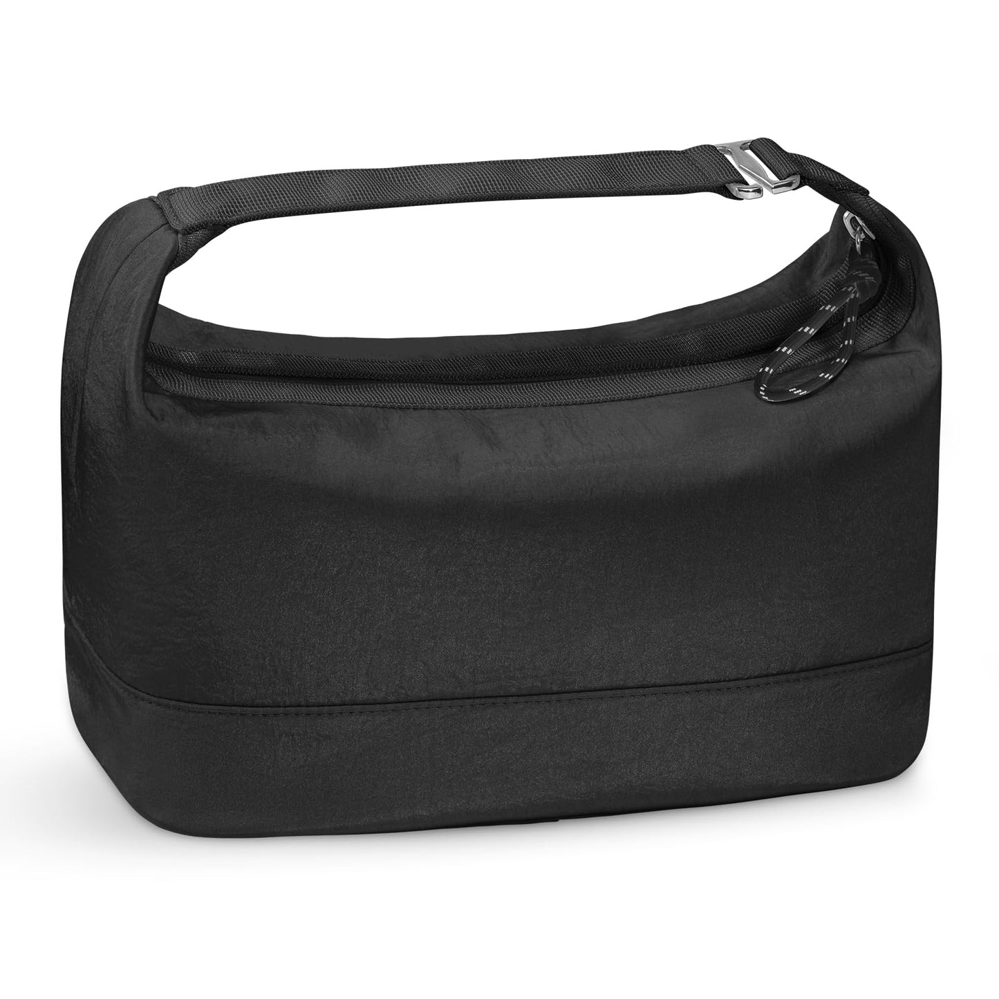 HauteHues Travel Makeup Bag for Women Large Capacity Cosmetic Handheld Portable Organizer Large Opening Waterproof Storage Toiletry Bags Black