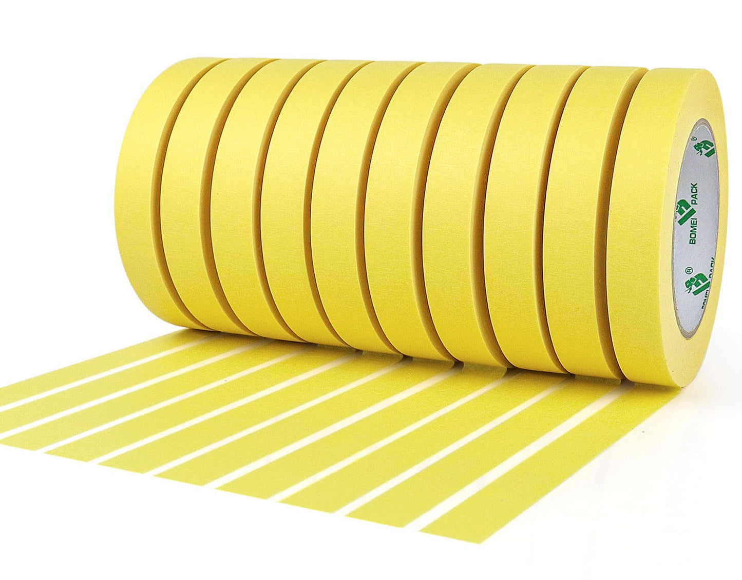 BOMEI PACK 10Rolls Yellow Painters Tape, General Purpose Yellow Masking Tape 0.75inch x 55yds, for Painting,Labeling,DIY Crafting,Decoration and School Projects, Total 550yds