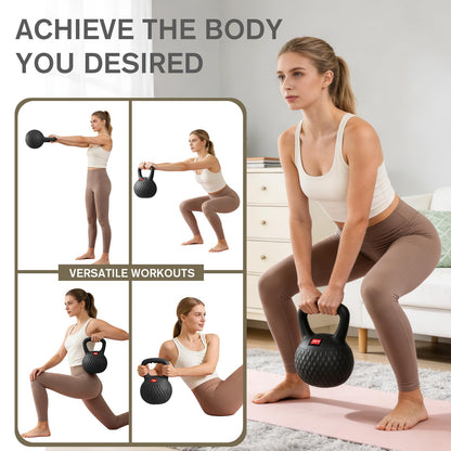 YIGUO Soft Kettlebell, 15lb Kettlebells Cushioned Impact-Resistant Base and Anti-Slip Grip, Strength Training Kettle Bell for Women and Men, Home Workout (Black)