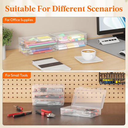 Lifewit Plastic Pencil Box with Snap-tight Lid, Large Capacity Hard Pencil Case, Craft organizer for Art Supply,Office, 4 Pack