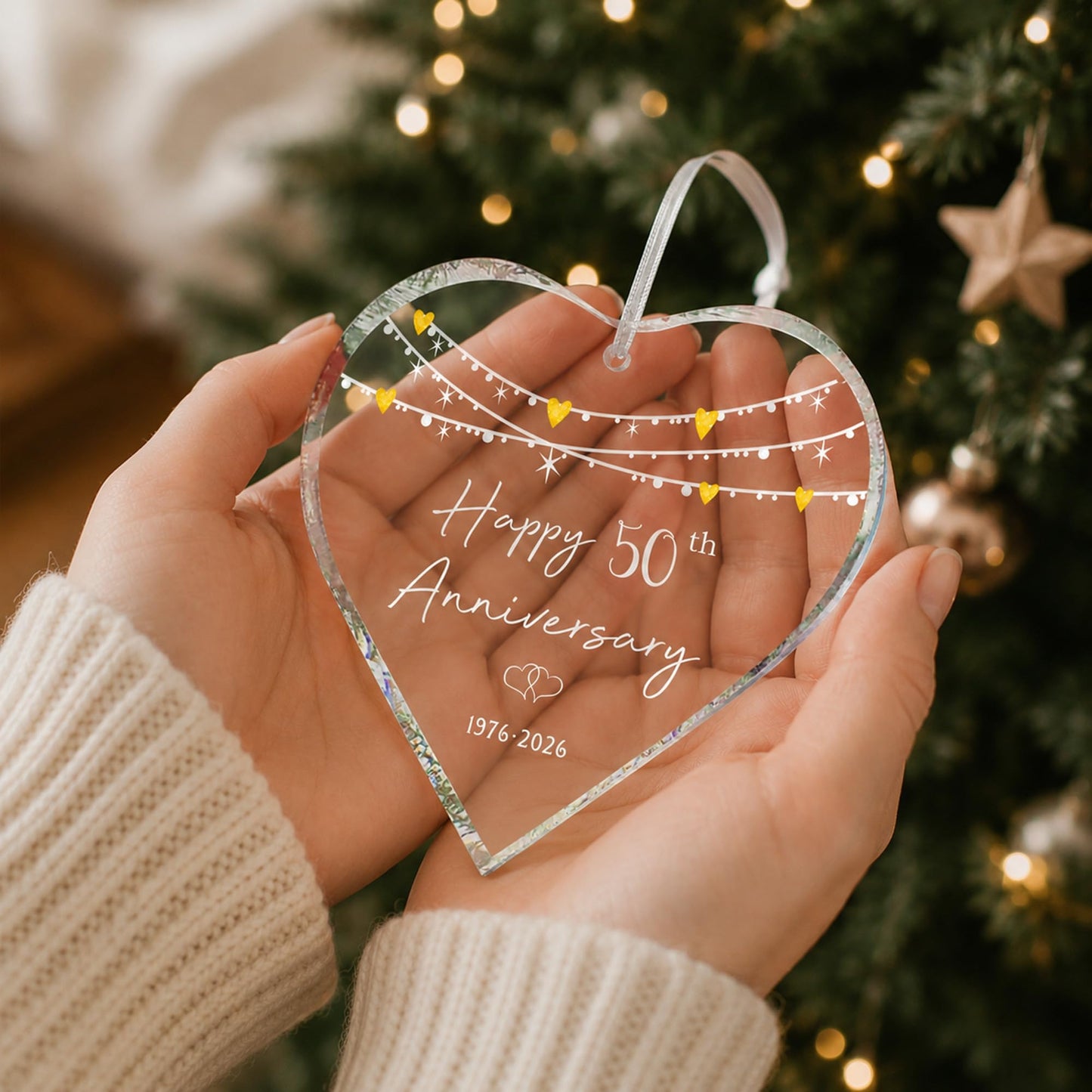 ZUNON 5th Anniversary Ornaments Gifts for Couple 2026 Wedding Gifts for Wife or Husband Decoration 3" Ornament (5th
