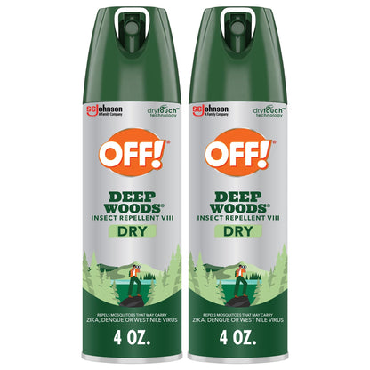 OFF! Deep Woods Dry Spray Insect Repellent VIII Long Lasting Protection from Mosquitoes and Ticks, 4 Ounce (Pack of 2)
