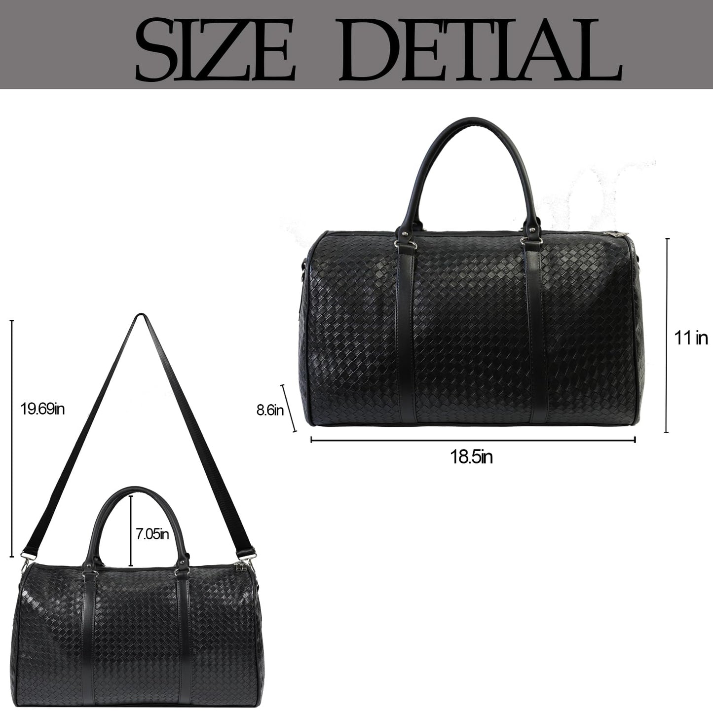 27L Small Travel Duffle Bag Weekender Bags for Women and Men with Shoe Compartment Foldable Waterproof Toiletry Bag Hospital Bags for Labor and Delivery Gym Bag (Black)