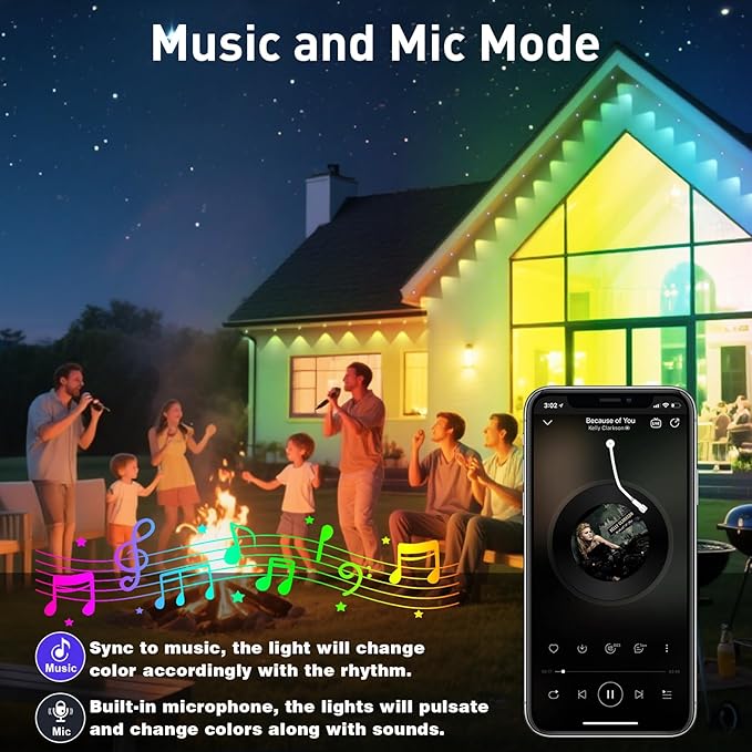 100ft Permanent Outdoor Lights,for House Roof, Christmas, Holiday, Party, Daily Lighting, IP67 Waterproof,RGB Eaves Lights with Multi Scene Modes for Halloween (500FT)