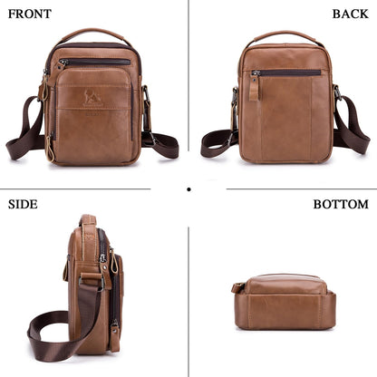 BAIGIO Genuine Leather Small Messenger Bag for Men Shoulder Bag for Ipad Crossbody Bag Men Handbag Satchel Travel Business