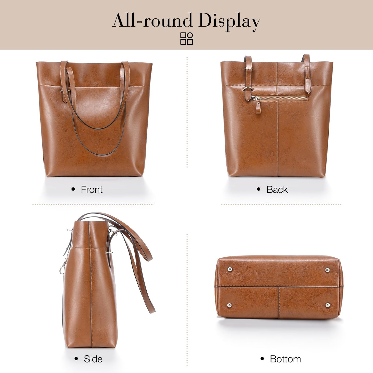 UEIRY Genuine Leather Tote Bag for Women, Large Women's Leather Shoulder Bags, Designer Womens Totes Purse with Top Handles