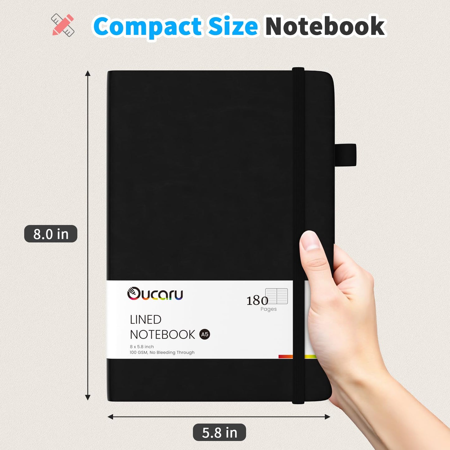 Oucaru Lined Journal Notebook, 24 Pack, 180 Pages, A5 Journals for Writing, 100 GSM Thick Paper, Small Notebooks Daily Journal for Women Men Work, Business, School, Travel Supplies