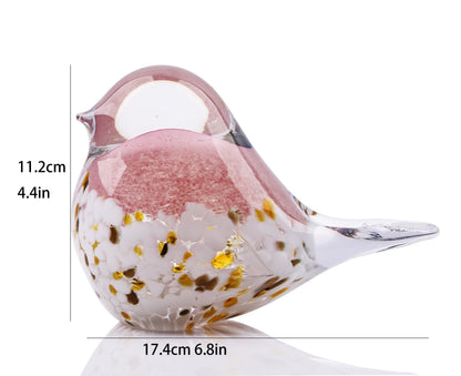 WUBIANJIE Hand Blown Glass Bird Statue Collectible Animal Art Paperweight, Living Room Bedroom Bookshelf Coffee Table Small Ornaments Shelf Home Decoration (Pink)