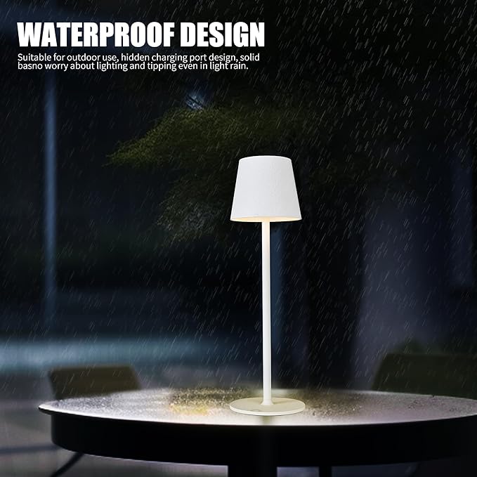 BGFHome Cordless Table Lamp LED Desk Lamp,5000mAh Rechargeable Touch Night Light Lamp,Wireless Minimalist Design for Restaurant/Bedroom/Bars/Outdoor Party/Camping/Coffee Shop（White）
