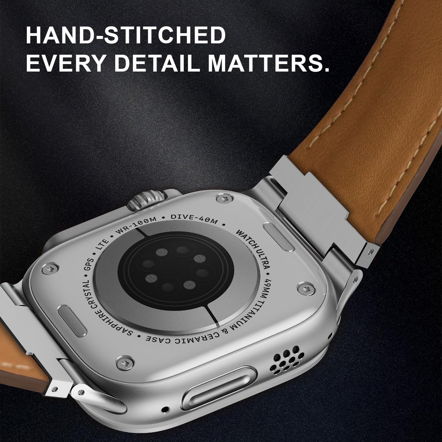 Genuine Leather Band Compatible with Apple Watch Ultra Band 49mm 46mm 45mm 44mm for Men,Vintage Genuine Leather Replacement Strap for iWatch Ultra 3 2 1,SE 3 2 1,series 11 10 9 8 7 6 5 4