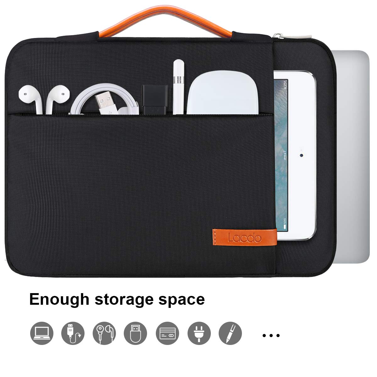 Lacdo 360° Protective 16 Inch Laptop Sleeve Case for 16 Inch HP Lenovo ASUS Acer Dell Laptop/HP Pavilion Envy/Lenovo ThinkPad IdeaPad/Acer Swift/ASUS Vivobook/Dell Computer Bag, Black