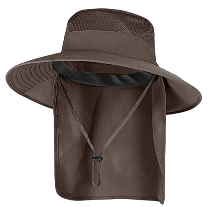 Sun Hats for Men Women Fishing Hat UPF 50+ Breathable Wide Brim Bucket Hats Summer UV Protection Safari Hat with Neck Flap Coffee