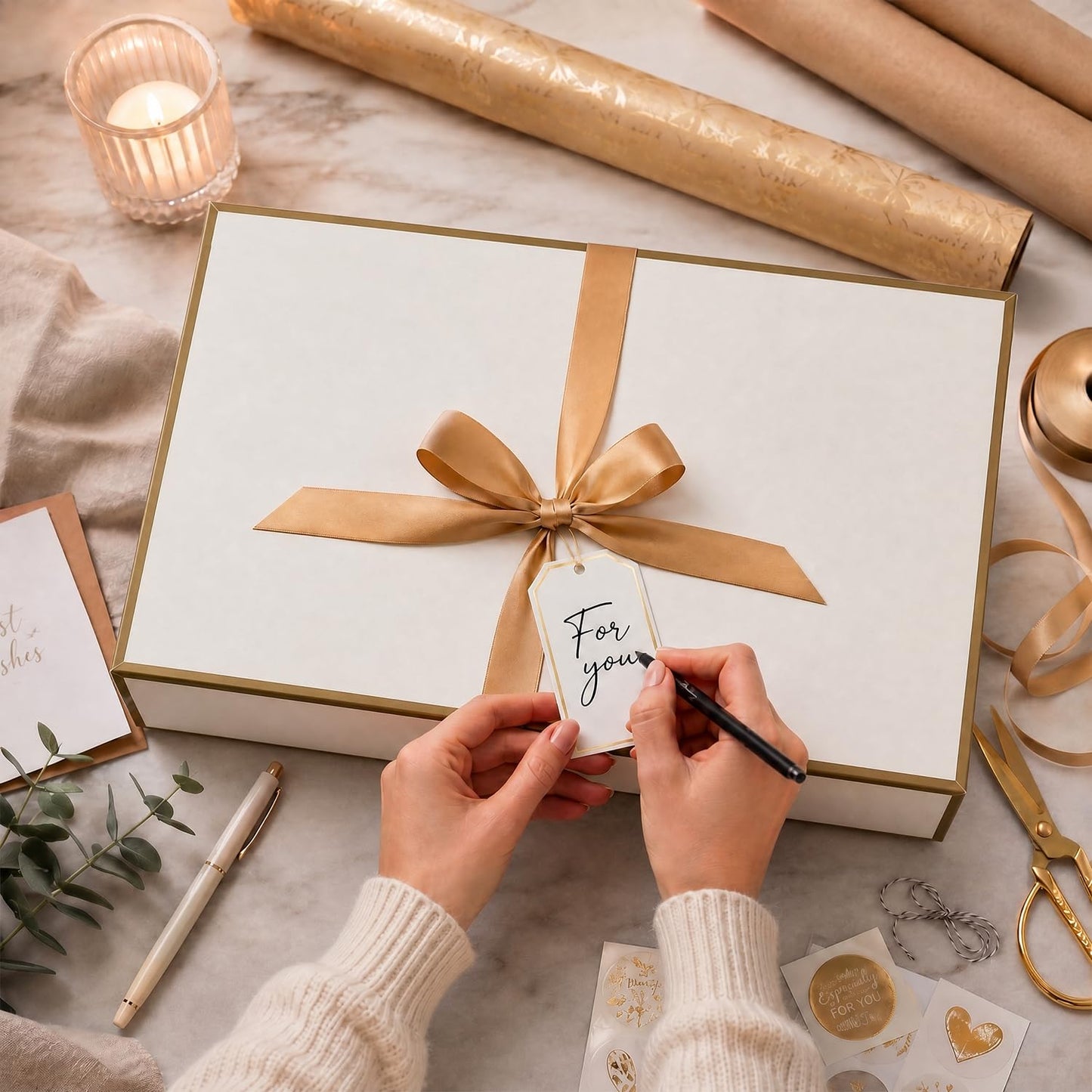 Joyvera 12 Pack Large Shirt Boxes with Lids, 17 x 11 x 4 Inch White Gift Boxes with Gold Ribbon for Clothing, Sweaters, Robes, Bridesmaid, Wedding, Birthday, Christmas