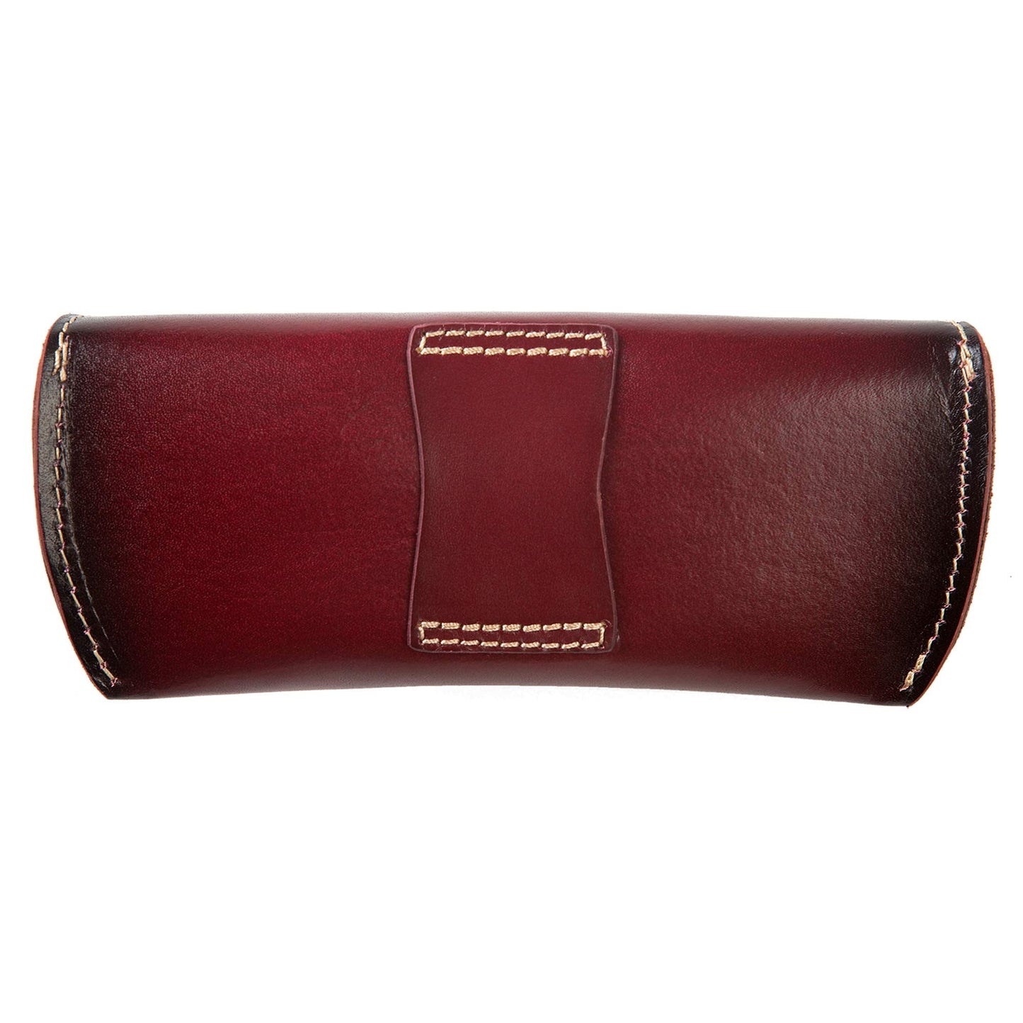 ZLYC Unisex Semi Hard Genuine Leather Eyeglass Case With Belt Loop for Prescription Eyeglasses & Standard Sized Sunglasses (Dark Red)