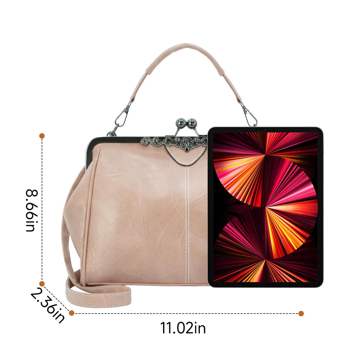 CIVECHOL Purses for Women Vegan Leather Women's Handbag Crossbody with Kiss Lock Satchel Evening Clutch Purse Vintage Tote