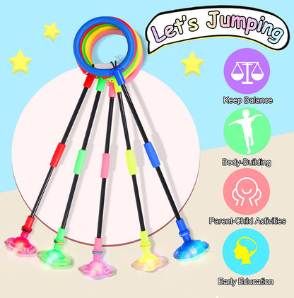 SIERLIKY Skip Ball for Kids, Foldable Ankle Skip Ball Colorful Light Flashing Jumping Ring, Fitness Jump Rope Sports Swing Ball, for Children Adults Boys Girls Toy (Purple)