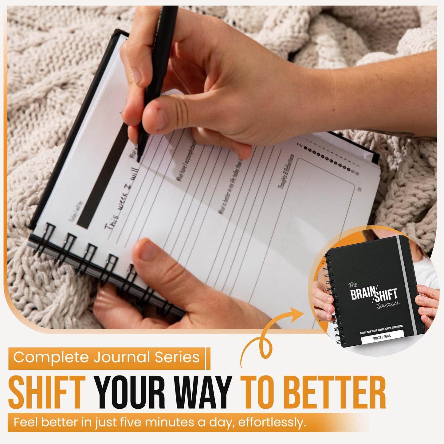 The Behavior Shift Brain Shift Journal (Habits & Goals) - 6 x 7 Inches Productivity journal - 13 week Guided Prompts for Habits, Goal setting & Personal growth- Gratitude & Manifestation journal