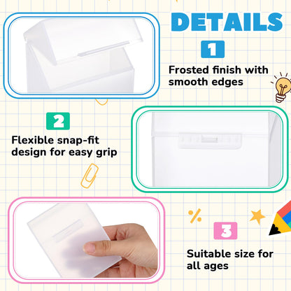 Clabby 4 Pcs Plastic Clear Crayon Box Bulk Holds 24 Crayon With Hinged Lid and Snap Closure for Pens School Office Supply Organization (Clear)