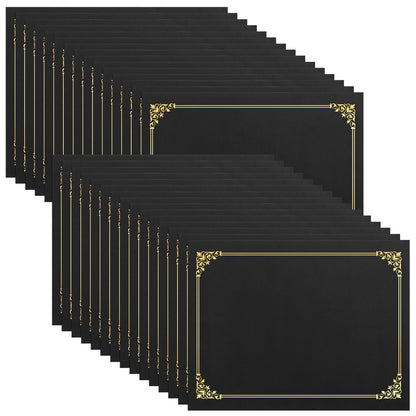 SUNEE Certificate Holders(Black, 30 Packs), Diploma Covers Gold Foil Border, for Letter Size 8.5x11 Certificates, Cardstock, Document Papers