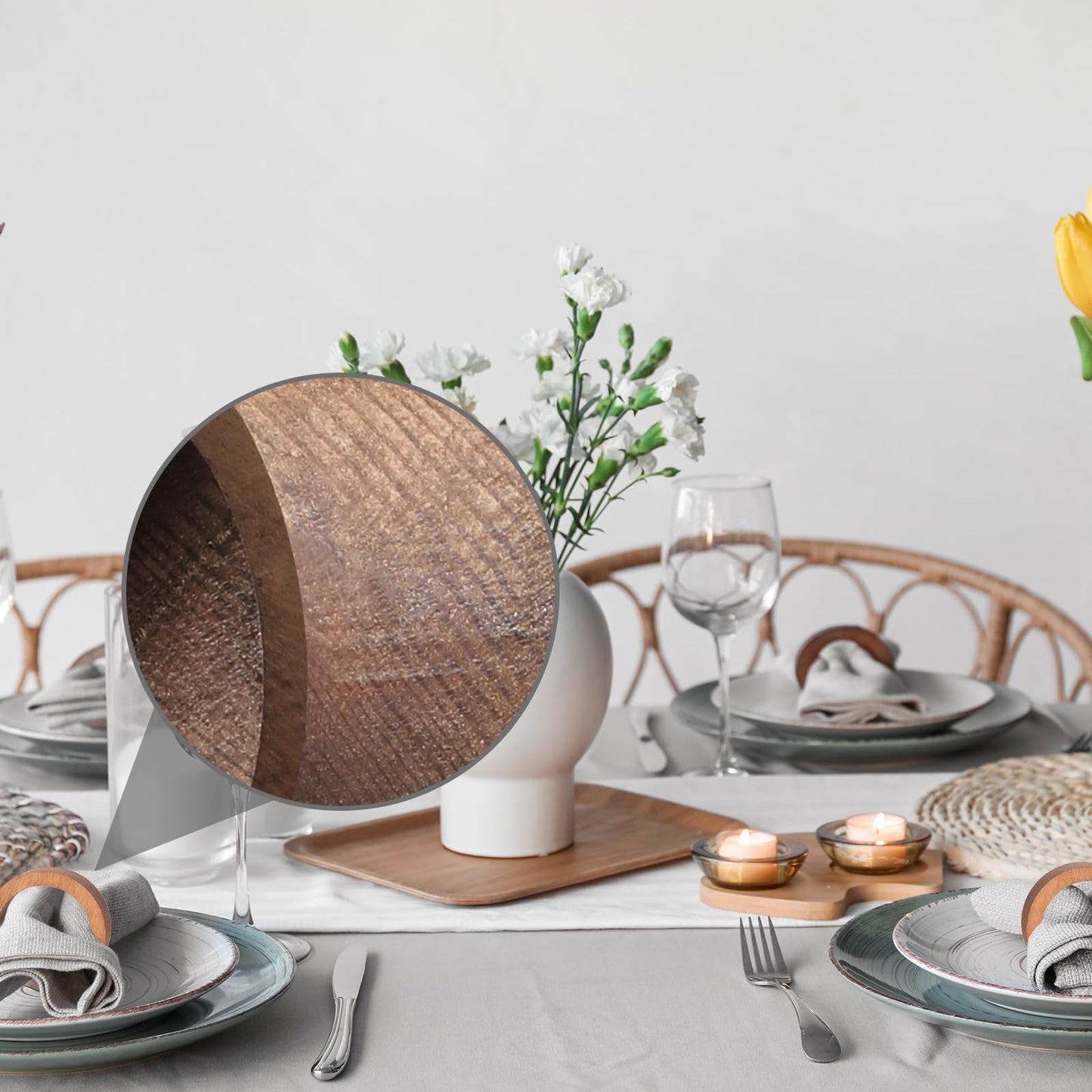 60pcs Wooden Napkin Rings, Handmade Dining Table Napkin Holder, Rustic Wood Napkin Holders Bulk for Weddings, Thanksgiving, Christmas & Events - 2 Inch, Brown