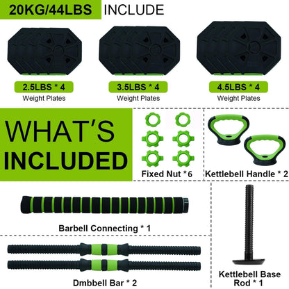 44 Lb Adjustable Dumbbell Weight Set, Free Weights Dumbbells Set for Home Gym,Iron Handle Grip,Octagon