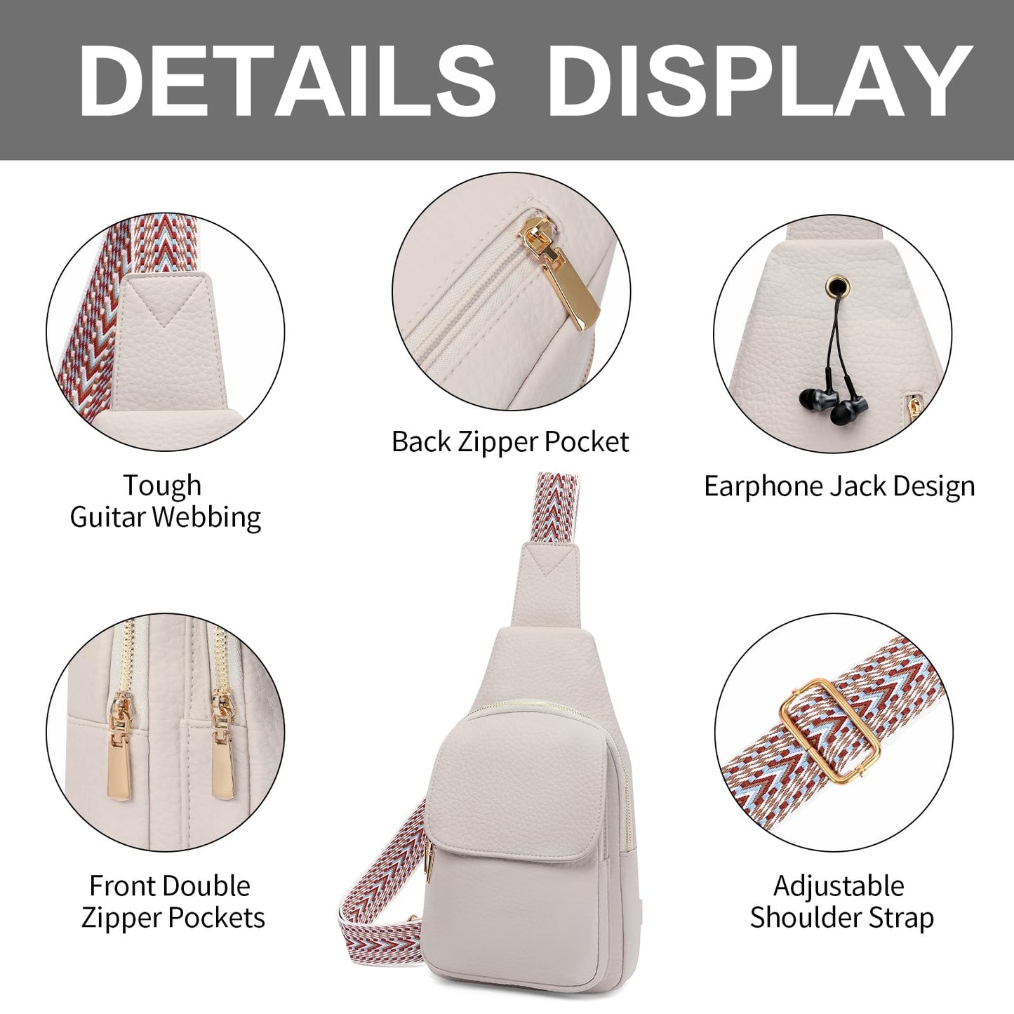 SENDEFN Sling Bag Crossbody Bags for Women Cross Body Purse Leather Fanny Pack Chest Bag for Travel