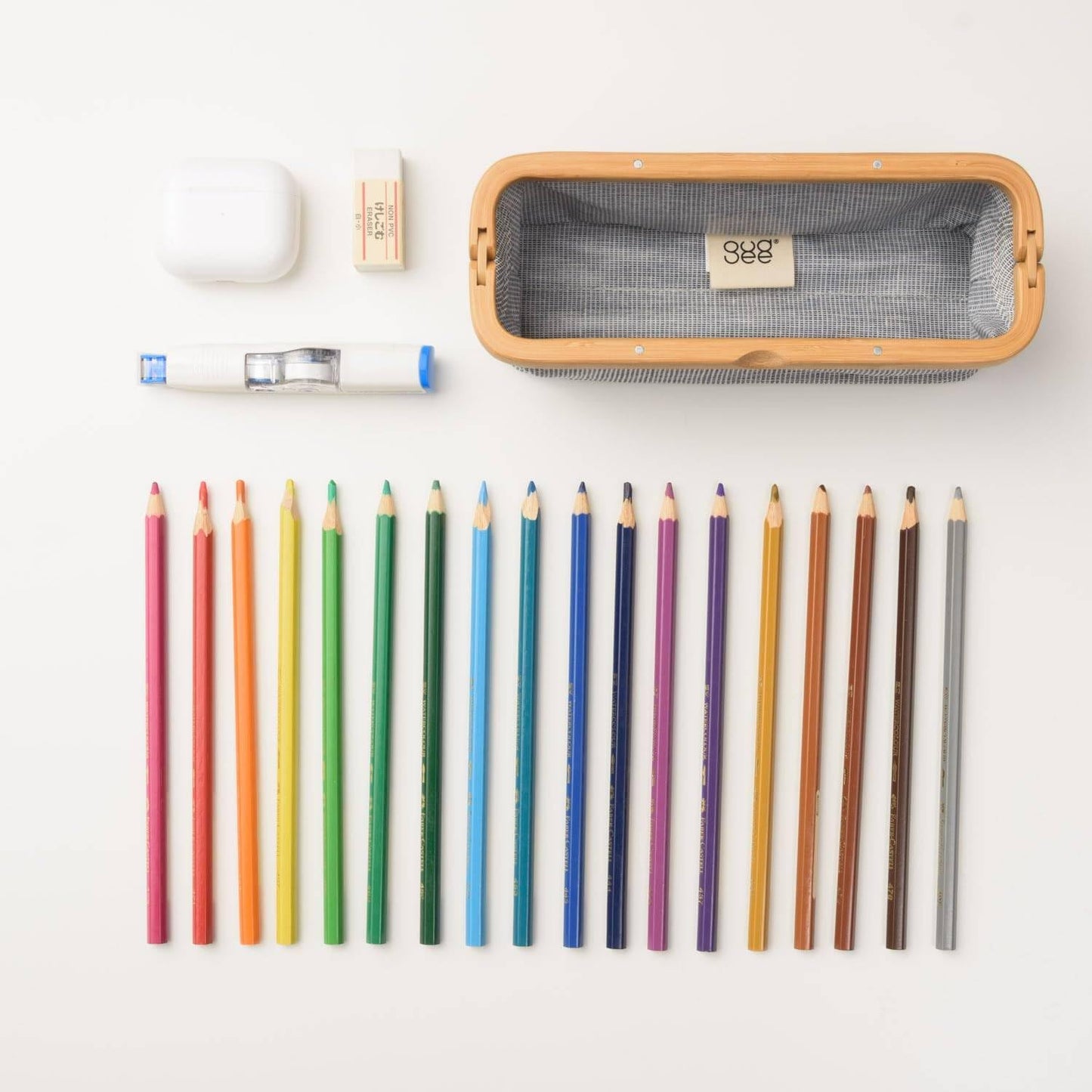 GUDEE UROKI Pen Case Pencil Pouch Lightweight and Spacious with Bamboo Frame Magnetic Opening for Organizing Stationary Office Supply 7.8x2.9.x2.7 inch Men and Women Infinity Blue