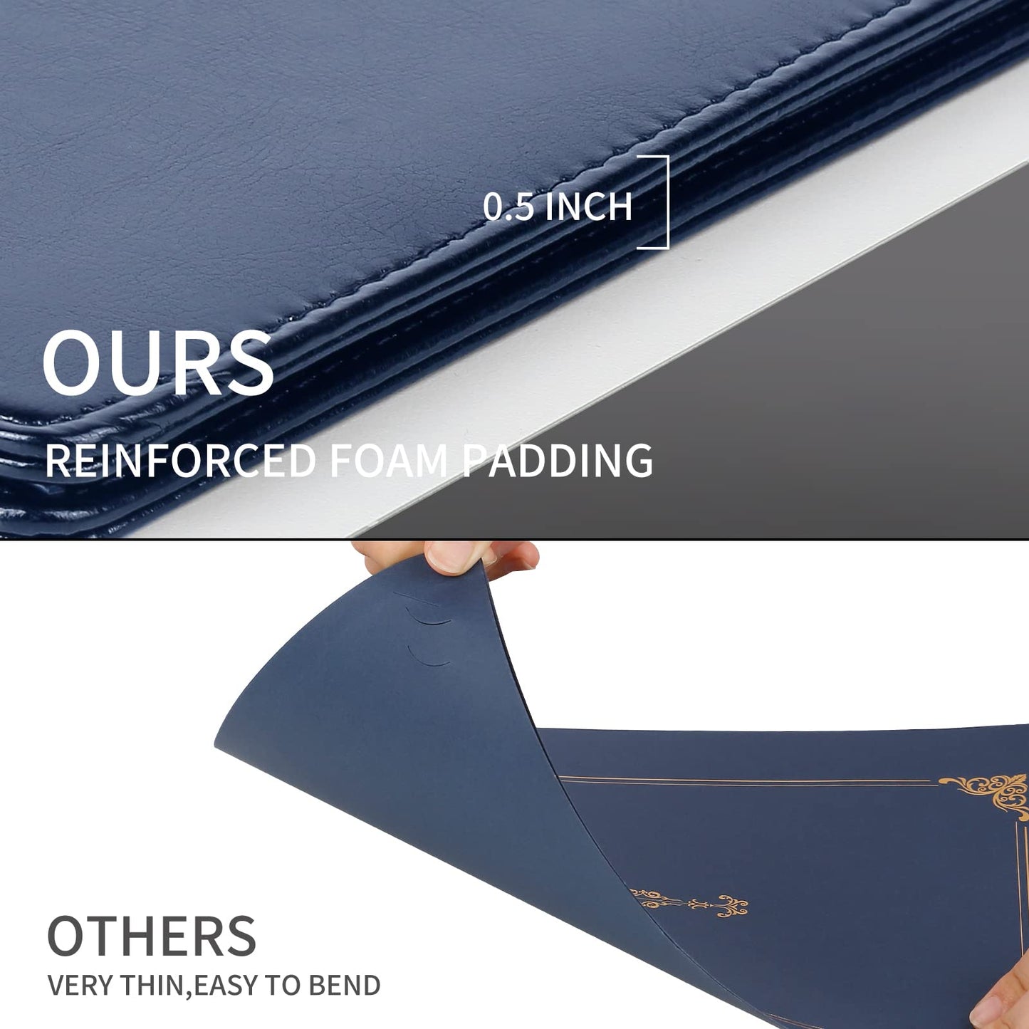 HH-STUDIO CUSTOM Diploma Cover 8.5 x 11 Navy Blue Certificate Holder- US Letter Size Graduation Gifts Leatherette