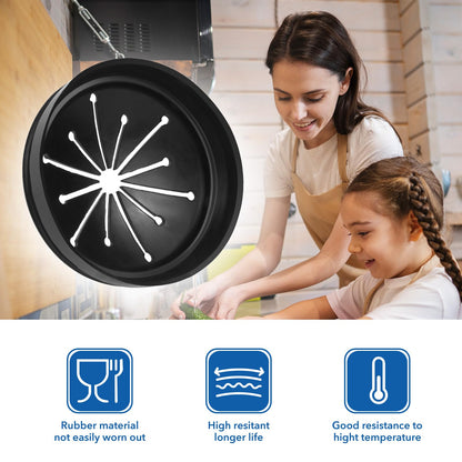 AxiyanX 3 3/8" Inch Sink Splash Guard - Rubber Garbage Guard and Disposal Stopper for Whirlaway, Waste King, and GE Models (Black 3 3/8 in)