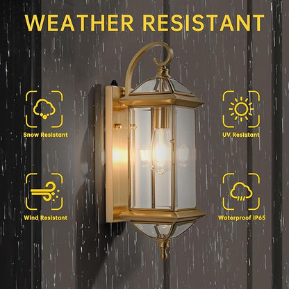 20''H Dusk to Dawn Sensor Outdoor Wall Light Large Porch Light Wall Mount with Tempered Glass Exterior Light Fixture for Garage,Porch,Patio,Oil-Rubbed Brass,E26 Socket,1 Pack