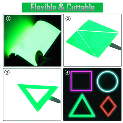 Flexible Led Panel,Electroluminescent Panel Sheet EL Tape Cuttable Soft for Mask Eye Cosplay Party Decor DIY-Continuous/Slow Flash/Fast Strobe 10x10cm (green, 10x10)