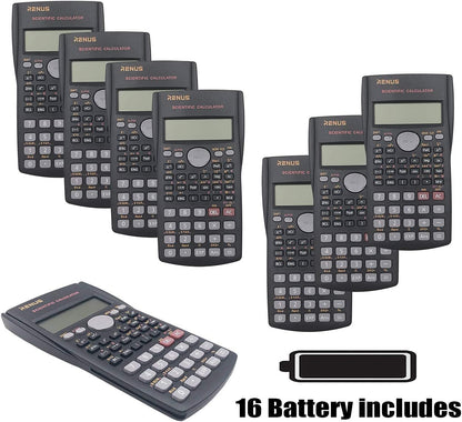 RENUS 8 Packs, 2-Line Engineering Scientific Calculator Function Calculator for Student and Teacher 16 AAA Batteries Included